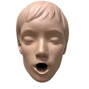 creepy silly yard ornament Art Gag Gift face open mouth Halloween old CPR head